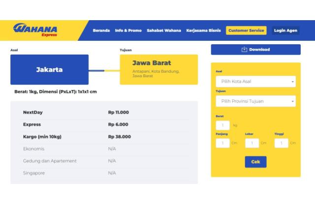 contoh tarif wahana
