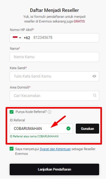 Kode promo daftar evermos gratis
